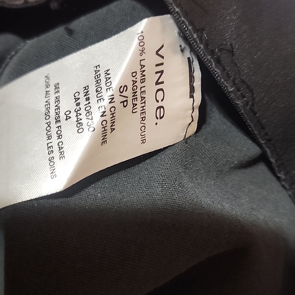 VINCE 100% Lamb Leather Black Pants Straight Leg Size Small - Picture 8 of 8